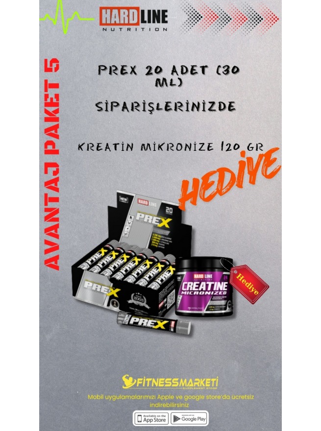Hardline Prex 20 Ampül + Hardline Creatine 120 Gr