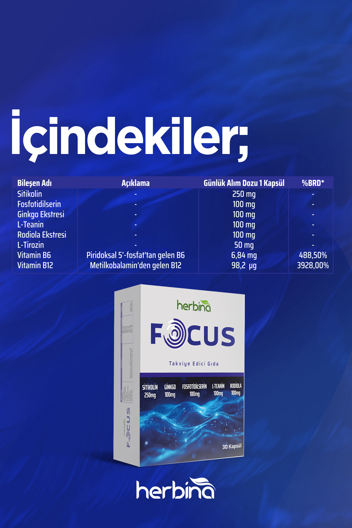 Herbina Sitikolin Focus 30 Kapsül