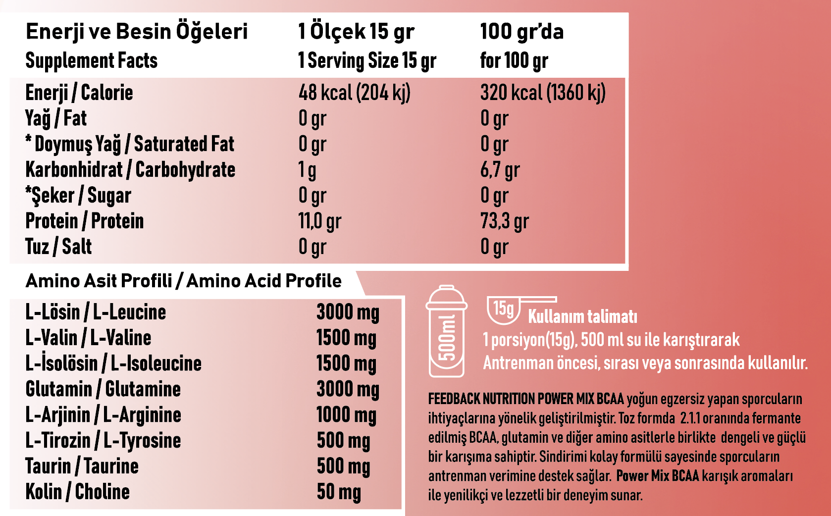 Feedback Nutrition Bcaa Glutamine Power Mix 225 Gr